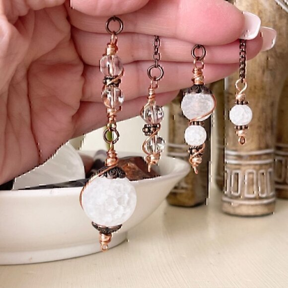 Handmade Quartz Crystal Copper Dowsing Pendulum Set - Picture 5 of 9